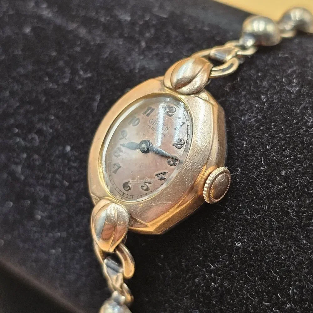 Gruen Verithin Vintage Ladies Watch 10k Gold Filled Case Sissor Band For Repair